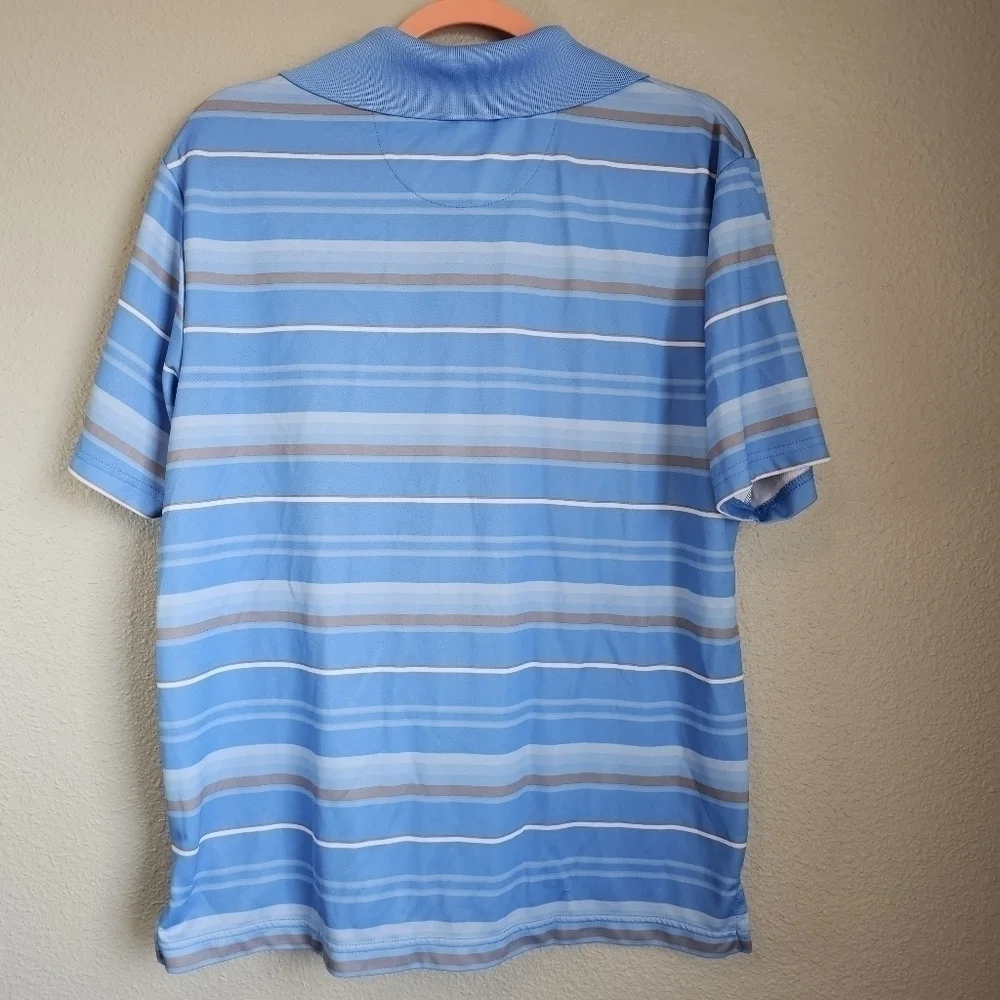 PGA Tour Airflux polo golf shirt blue striped men's size L